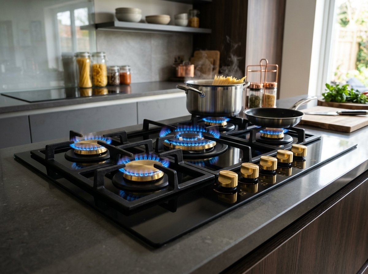 Modern built-in glass gas hob repair and maintenance