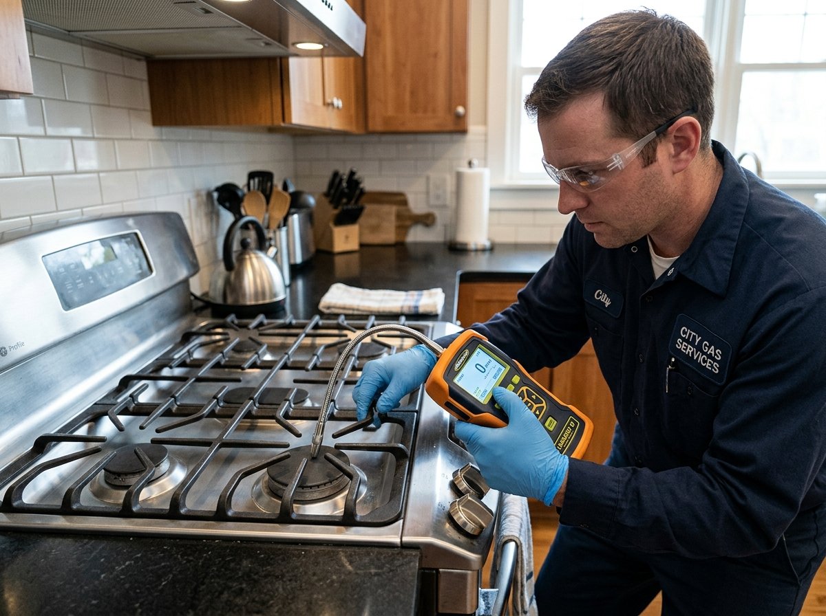 Electronic gas leak detection and safety inspection on gas stove